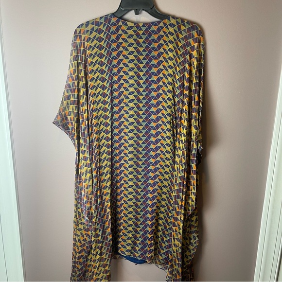 Chinyere Blue Mosaic Sheer Overlay Beaded Top - Picture 14 of 16